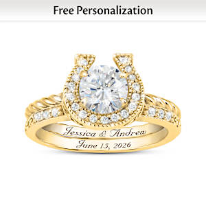Diamonesk Lucky In Love Golden Personalized Bridal Ring Set