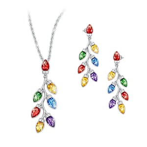 Light Up The Holidays Pendant Necklace And Earrings Set