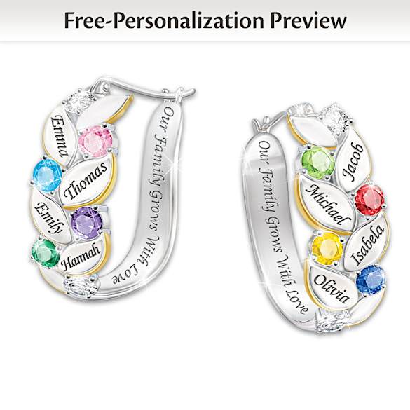 Our Family Of Joy Personalized Crystal Birthstone Earrings