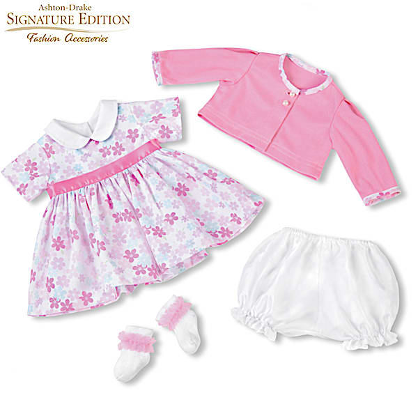 Garden Party 4 Piece Floral Print Dress Baby Doll Ensemble That Fits Dolls 17 To 19 By Designer Victoria Jordan