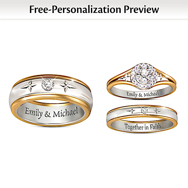 Religious wedding rings sets shop