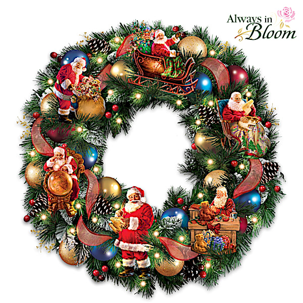 Santas Busy Season Illuminated Christmas Wreath