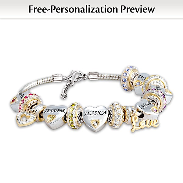 Forever In A Mothers Heart Womens Personalized Birthstone Charm Bracelet
