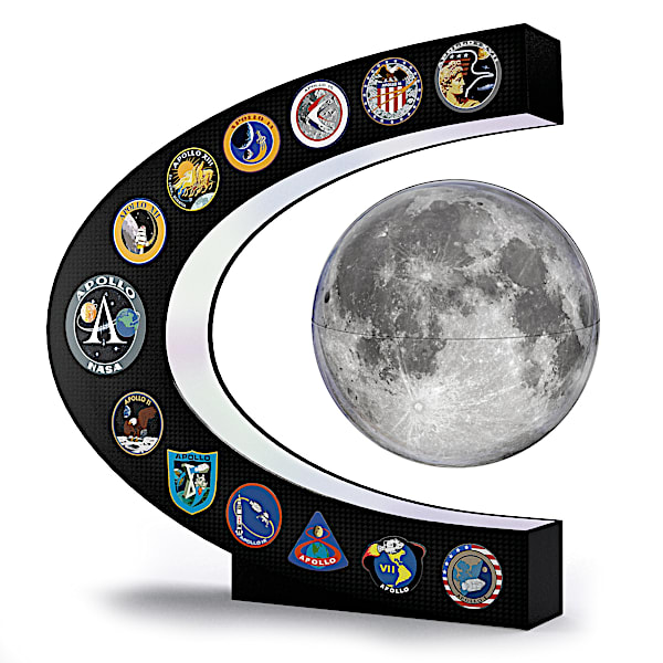The Bradford Exchange Apollo Missions Spinning Levitating Moon Sculpture with Base That Lights Up
