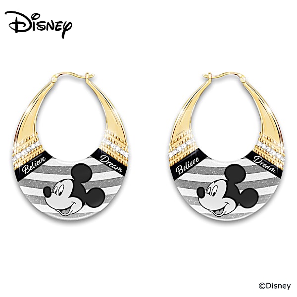 Mickey mouse gold hoop earrings deals