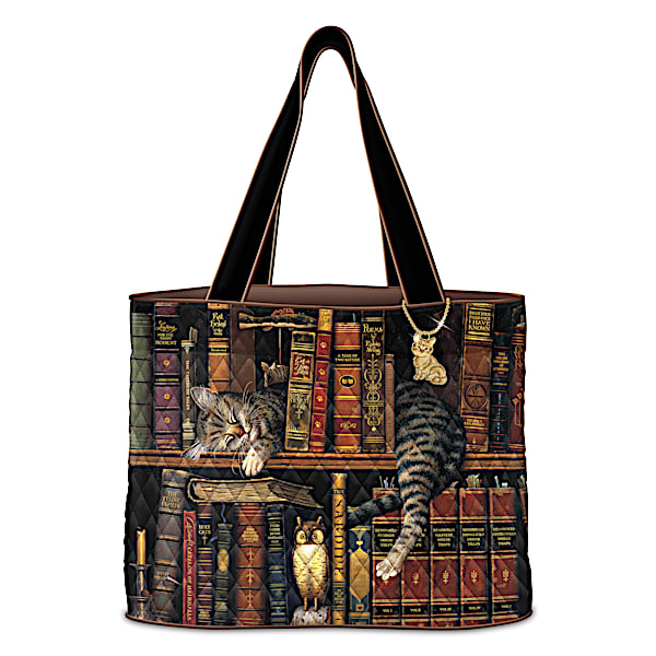 Charles Wysocki Purrfect Tales Women s Quilted Tote Bag