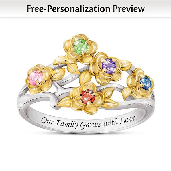 Mother's Family Floral Birthstone Ring Mother's Family Floral Birthstone Ring