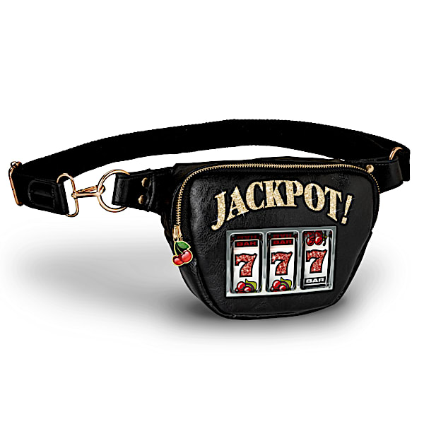 Jackpot Womens Black Faux Leather Belt Bag Featuring A