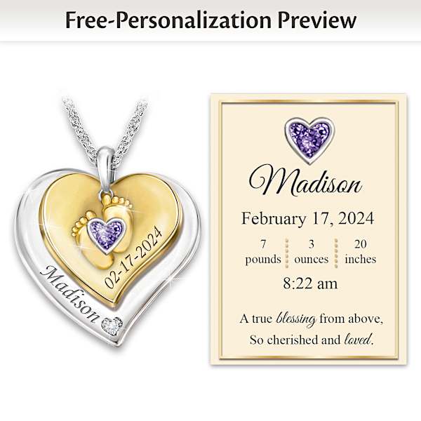 Diamond Birthstone Bundle Of Joy Personalized Necklace