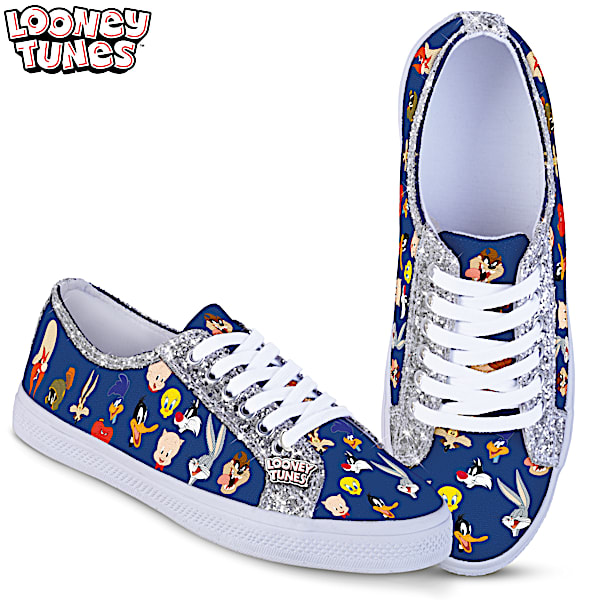 LOONEY TUNES Ever-Sparkle Womens Blue Canvas Shoes Featuring LOONEY TUNES Ever-Sparkle Womens Blue Canvas Shoes Featuring