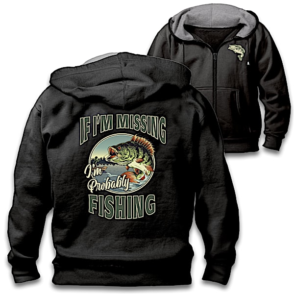 Black Gone Fishing Mens Hoodie Featuring Fishing Art Of A Black Gone Fishing Mens Hoodie Featuring Fishing Art Of A