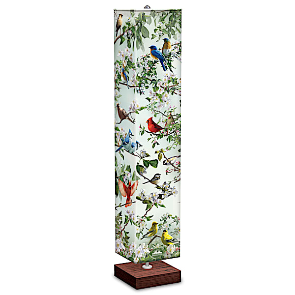 Hautman Brothers 4 Sided Bird Art Fabric Shade Floor Lamp