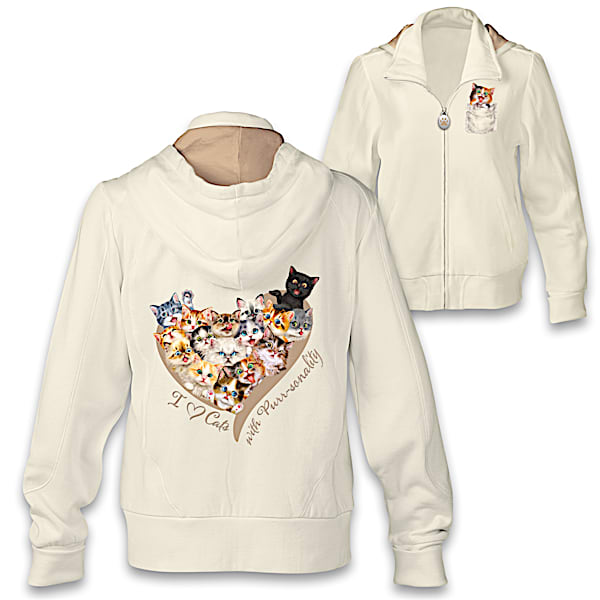 Cat hoodie with zipper deals