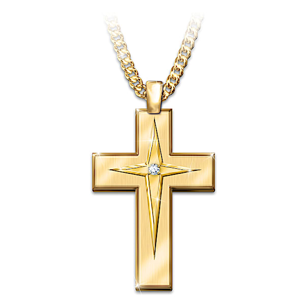 Mens 24k gold chain with cross deals