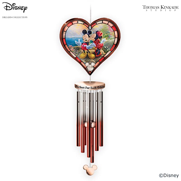 Heart-Shaped Wind Chime Featuring Disneys Mickey Mouse And Minnie