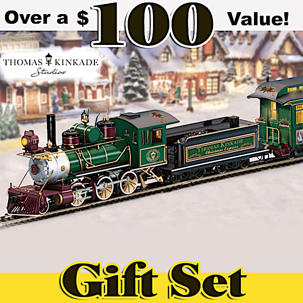 Thomas Kinkade Illuminated Christmas Express Train Set