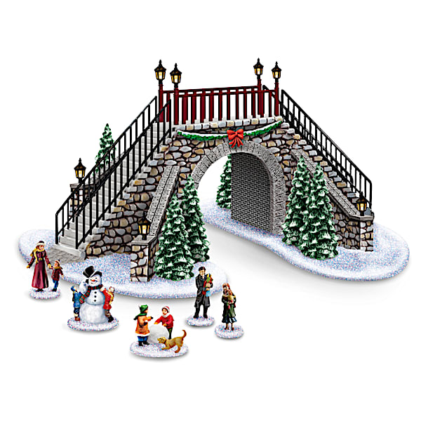 Illuminated HO-Scale Holiday Pedestrian Crossing Bridge