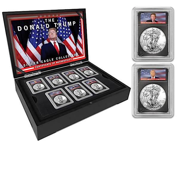 海外通販サイト ブランド Donald Trump Case Display With Coins Eagle Silver 99.9% スキー・スノーボードアクセサリー