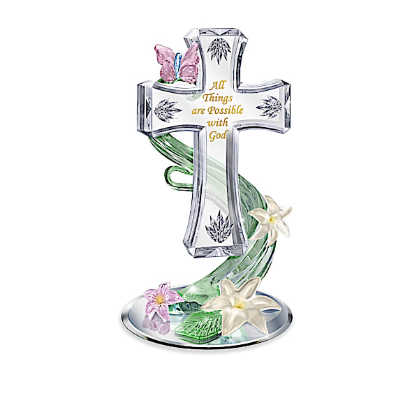早割チケット Faceted Hand-Polished Crystal With Adorned Crosses Religious 洋書