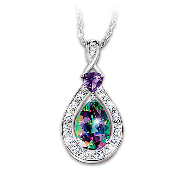 Silver Tone Mystic Crystal Jewelry Collection With A Pendant Bracelet Ring Earrings Jewelry Box