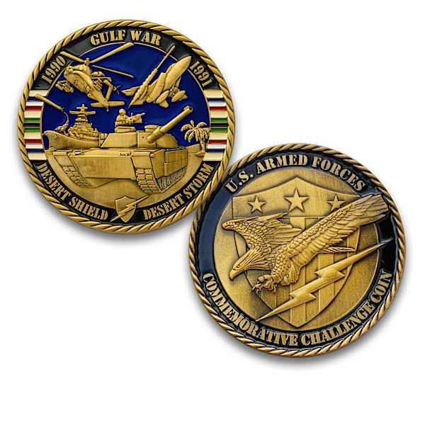 U.S. Armed Forces Antique-Finished Metal Challenge Coins Adorned